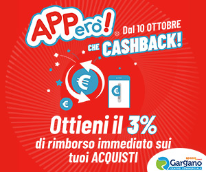 Arriva il CASHBACK di Apperò! Dal 10 ottobre carica tutti i tuoi scontrini e ottieni un rimborso immediato del 3 % sui tutti i tuoi acquisti! Solo da App…